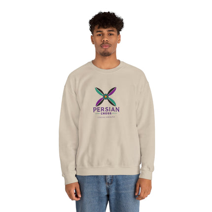 Personlised Unisex Heavy Blend™ Crewneck Sweatshirt. Modern Heritage Persian Cross Design – Timeless Comfort & Style