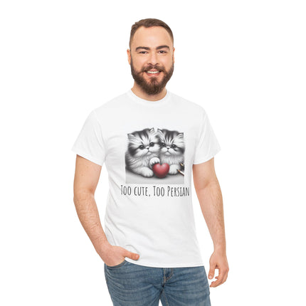 Cat Lover T-Shirt - Two Cute Persian Cats in Love with Red Heart