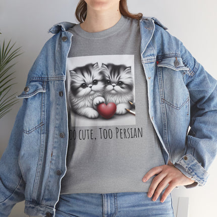 Cat Lover T-Shirt - Two Cute Persian Cats in Love with Red Heart