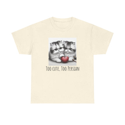 Cat Lover T-Shirt - Two Cute Persian Cats in Love with Red Heart