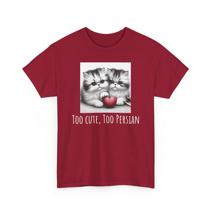 Cat Lover T-Shirt - Two Cute Persian Cats in Love with Red Heart